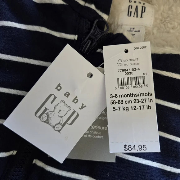 NWT GAP Two Matching *TWINS* Baby Sherpa Hoodie One-Piece Snowsuit Navy Blue 6M - Picture 4 of 8